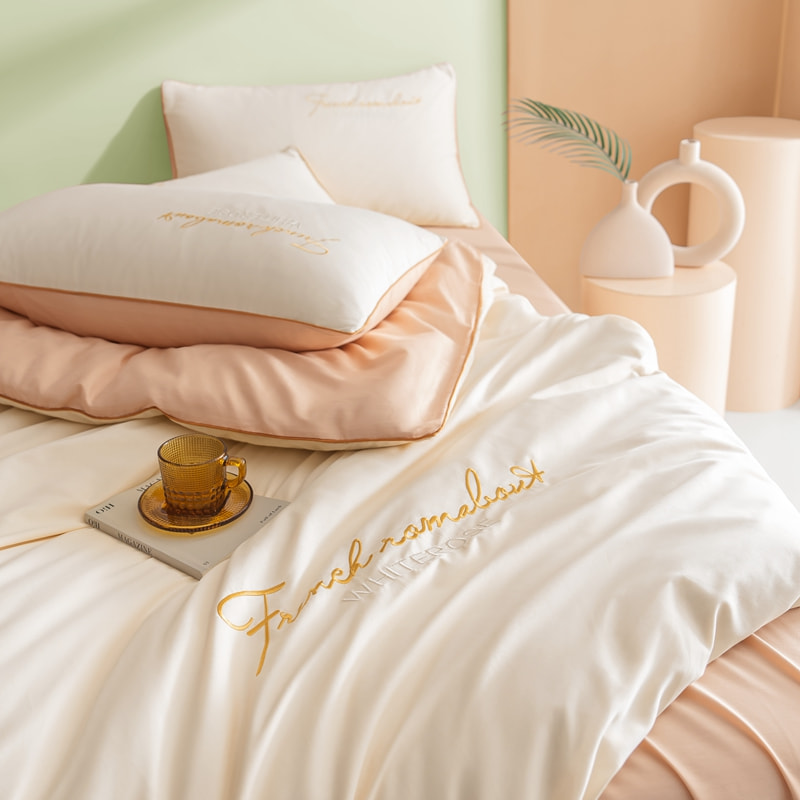 Ren bomullsfast färg dubbel lakan set